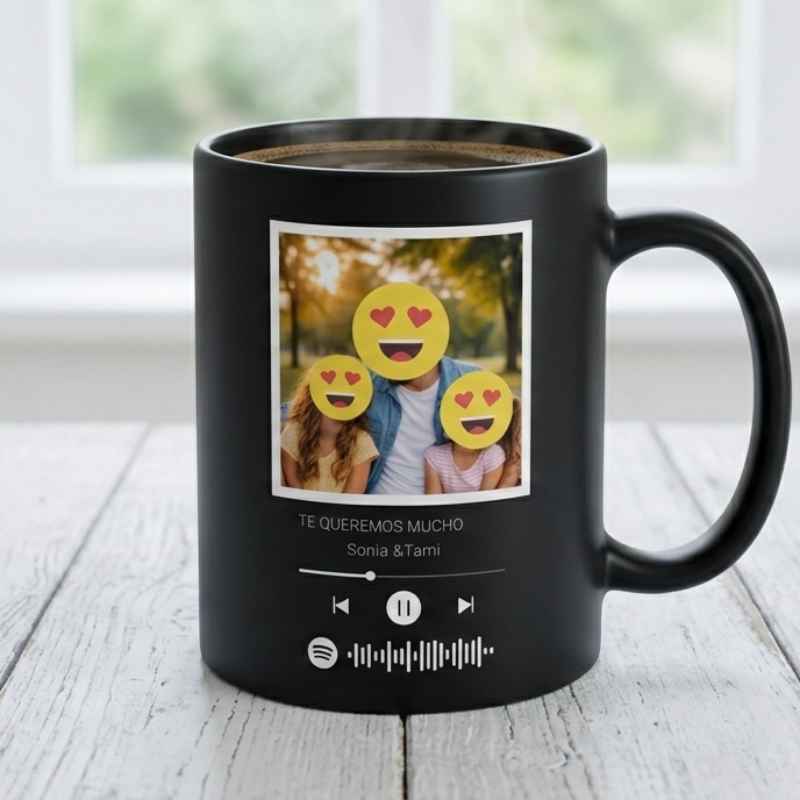 Taza personalizada con foto y código Spotify