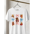 Camiseta blanca Winnie the Pooh San Valentín con lazos rosas y azules talla 4-5