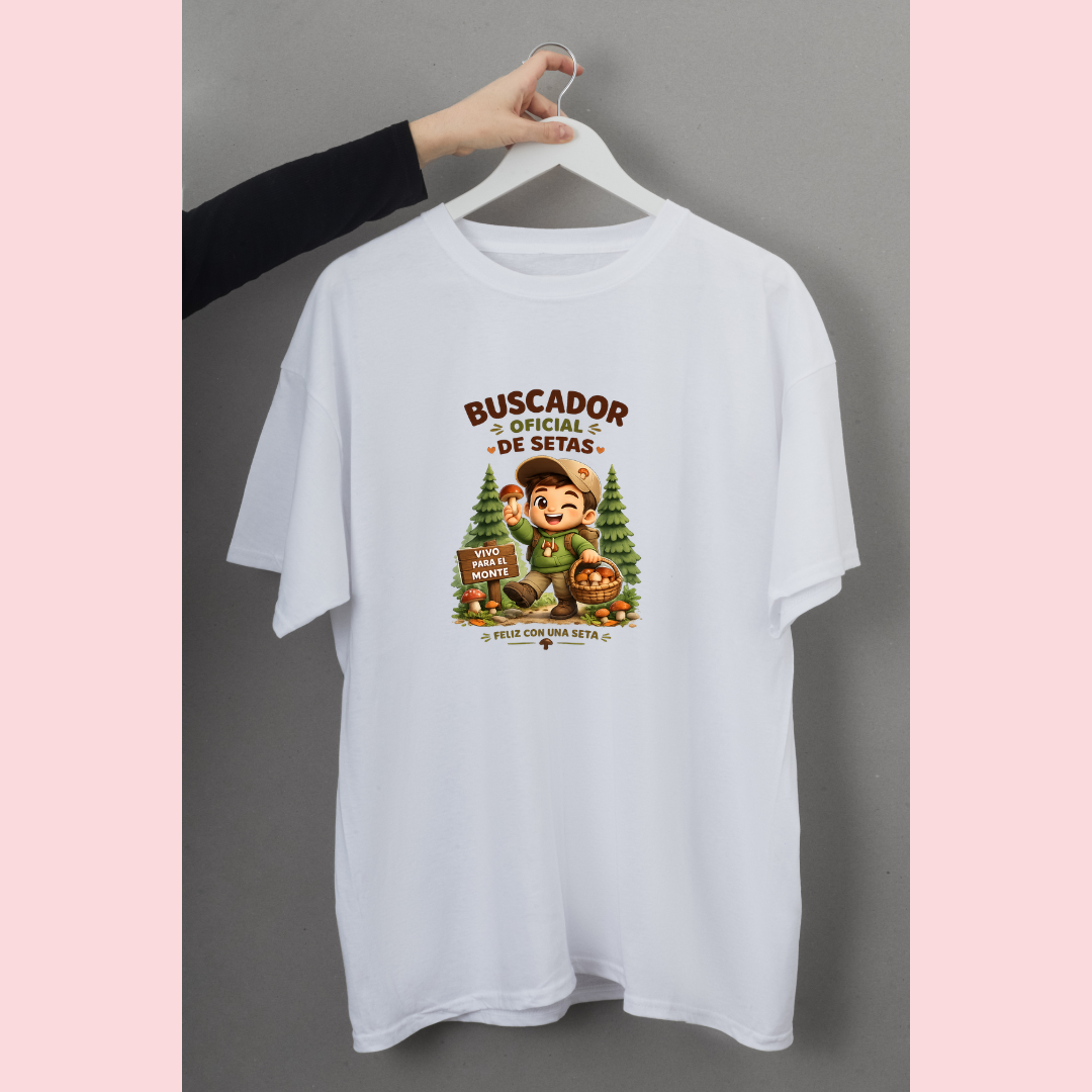 Camiseta «Buscador Oficial de Setas» – Vivo para el Monte
