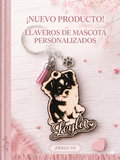 llavero personalizado de mascota en madera