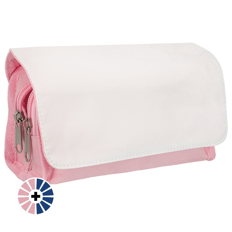 Estuche escolar rosa con tapa blanca para sublimación personalizada